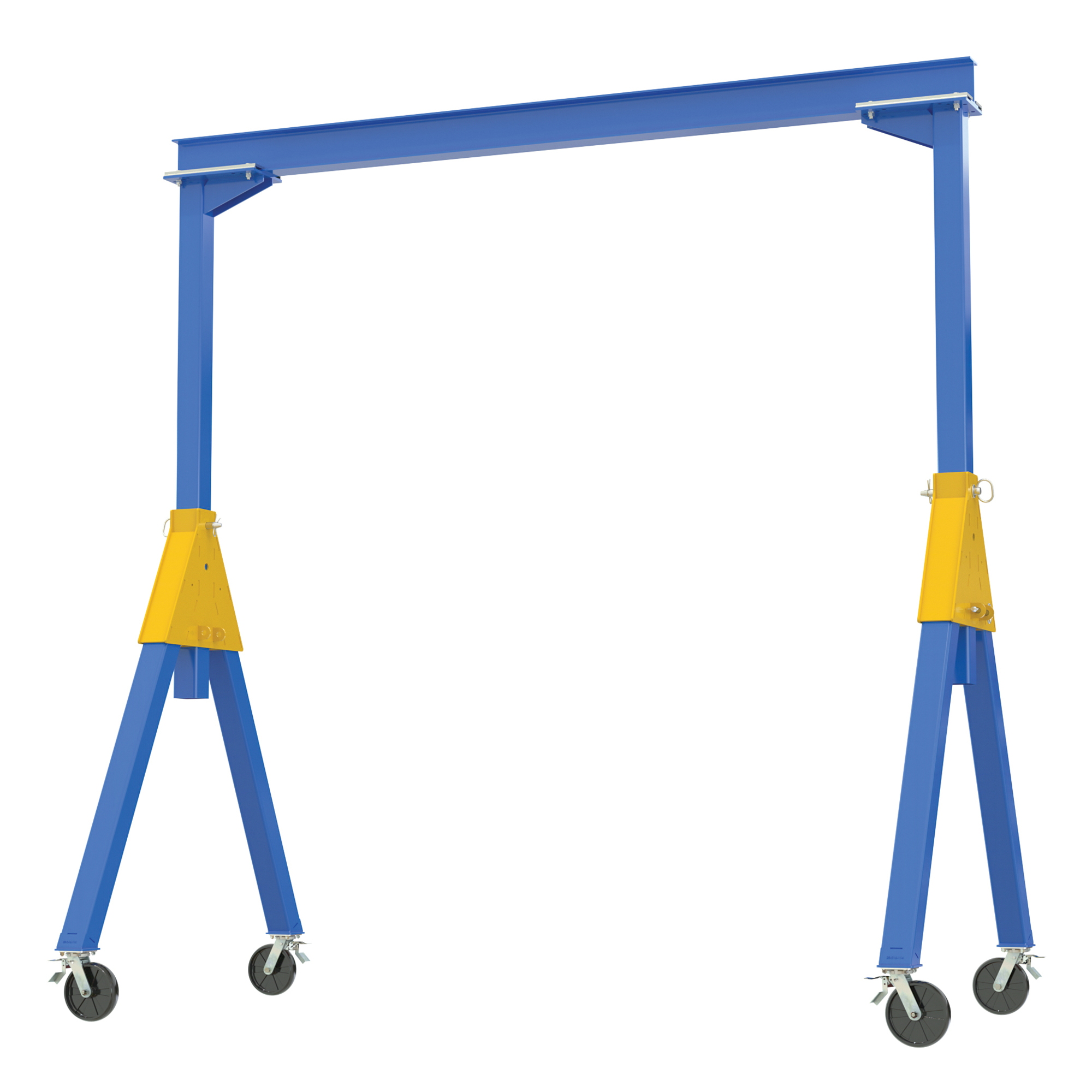 Vestil Steel Knockdown Fixed Gantry Crane — 10ft., 2000-Lb. Capacity, Total Locking Glass Filled Nylon Casters, Blue, Model# FHSN-2-10-TLC